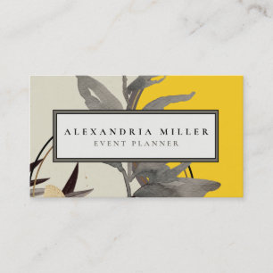 Tarjeta De Visita Hojas acuáticas abstractas modernas   Amarillo