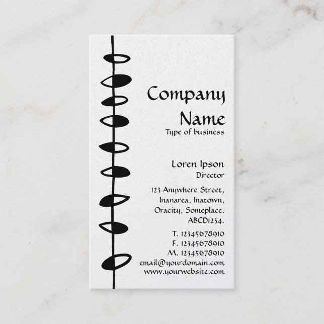 Tarjeta De Visita Hojas alternativas - Negro sobre blanco (platino) (Anverso)