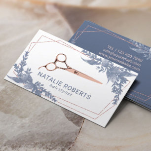 Tarjeta De Visita Hojas azules vintage de color Rosa con diseño de 