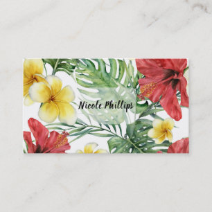 Tarjeta De Visita Hojas Botánicas Tropicales Flores Florales Chic