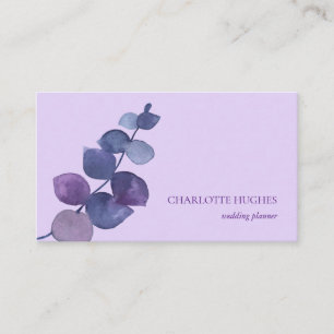 Tarjeta De Visita Hojas de eucalipto elegantes lila