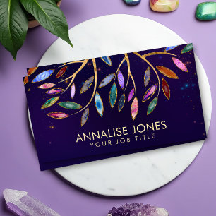 Tarjeta De Visita Hojas de Geode Coloridas de Árbol Resumen de Lujo