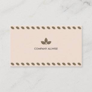 Tarjeta De Visita Hojas de Laurel Elegantes Modernas sobre Beige