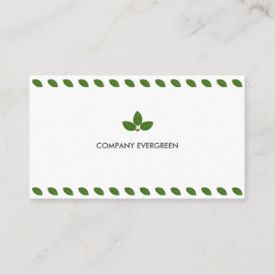 Tarjeta De Visita Hojas de Laurel Verdes Modernas sobre Blanco