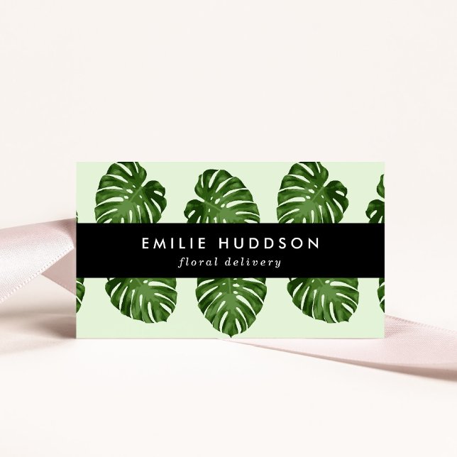 Tarjeta De Visita Hojas de palma, hojas verdes, flores (Subido por el creador)
