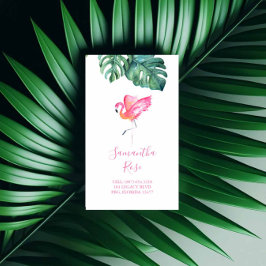 Tarjeta De Visita Hojas de palma rosadas Flamingo Monstera