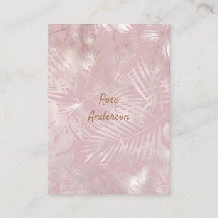 Tarjeta De Visita Hojas de Palma Tropical Botánico Rosa Dorado Rosa