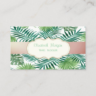 Tarjeta De Visita Hojas de Palma Tropicales Modernas y Elegantes