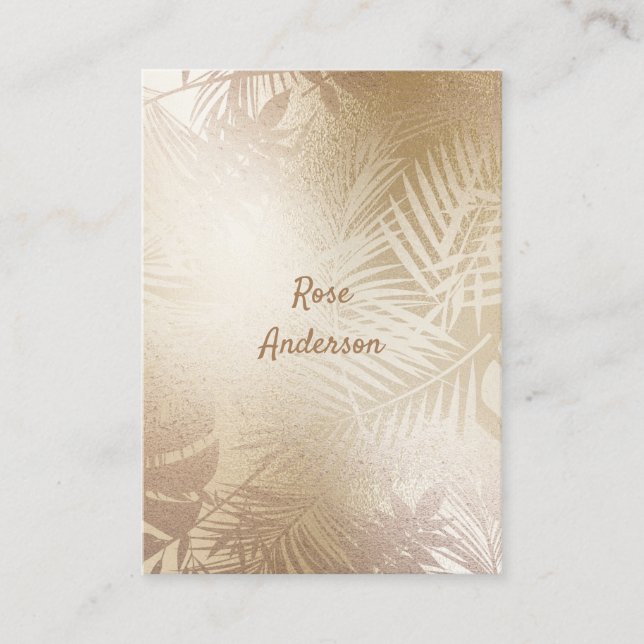 Tarjeta De Visita Hojas de palmeras tropicales botánicas Golden Shin (Anverso)
