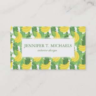 Tarjeta De Visita Hojas del plátano y monograma del modelo el   de