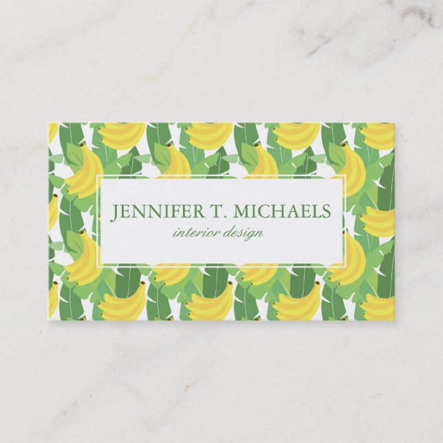 Tarjeta De Visita Hojas del plátano y monograma del modelo el | de (Anverso)