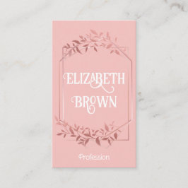 Tarjeta De Visita Hojas elegantes de marco dorado rosa