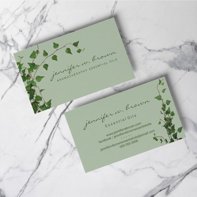 Tarjeta De Visita hojas foto verde floral eucalipto (leaves photo floral green eucalyptus business card)