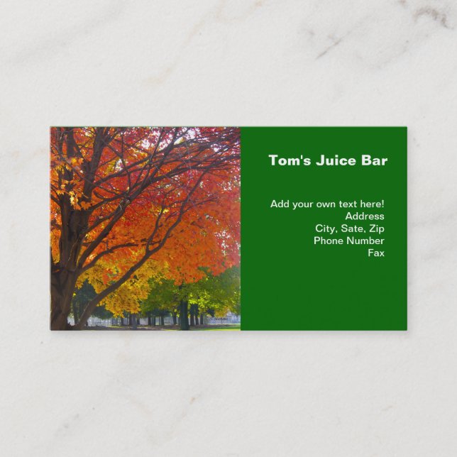 Tarjeta De Visita Hojas otoñales de foto amarilla y Naranja (Anverso)