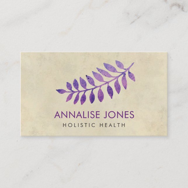 Tarjeta De Visita Hojas púrpuras de la acuarela en el papel del (Anverso)
