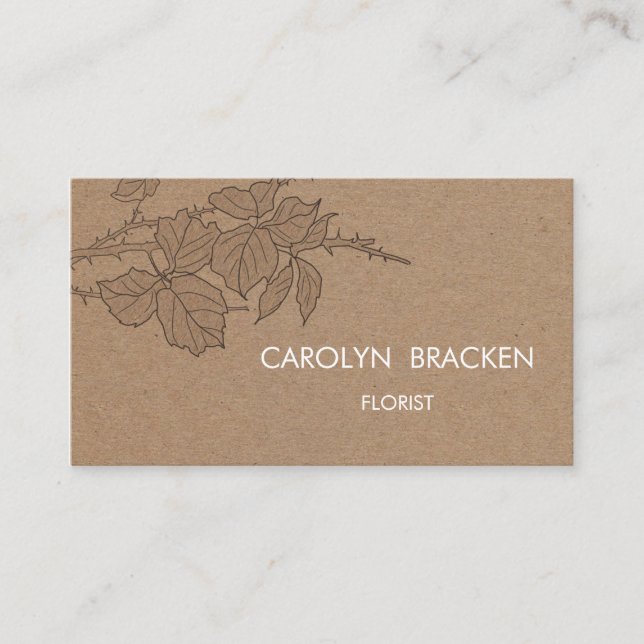 Tarjeta De Visita Hojas rústicas del papel de Brown Kraft (Anverso)