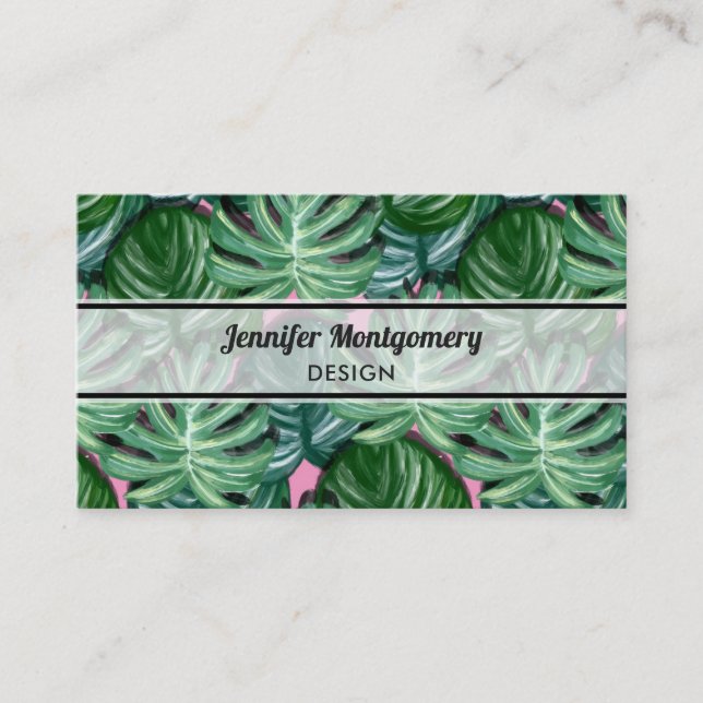Tarjeta De Visita Hojas tropicales Foliage Green & Lush (Anverso)