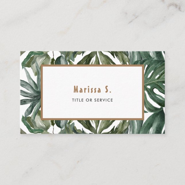 Tarjeta De Visita Hojas tropicales modernas (Anverso)
