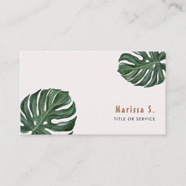 Tarjeta De Visita Hojas tropicales modernas (Anverso)