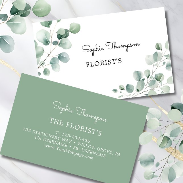 Tarjeta De Visita Hojas verdes de Eucalyptus (Subido por el creador)
