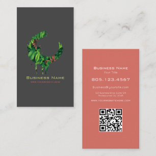 Tarjeta De Visita Hojas y Flores Tropicales Remolino   Moderno Perso