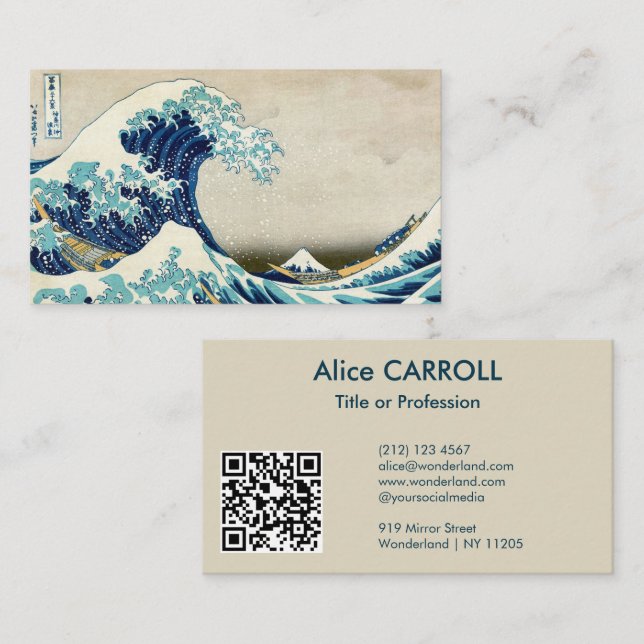 Tarjeta De Visita Hokusai - La Gran Ola de Kanagawa - Código QR (Anverso / Reverso)