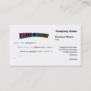 Tarjeta De Visita Hola a todos los geek del mundo saludo Java