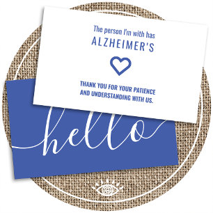 Tarjeta De Visita hola alzheimer paciencia repartir cartas