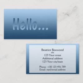 Tarjeta De Visita Hola azul del color de la pendiente una con el