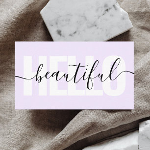 Tarjeta De Visita Hola Bella Girly Calligraphy Purple