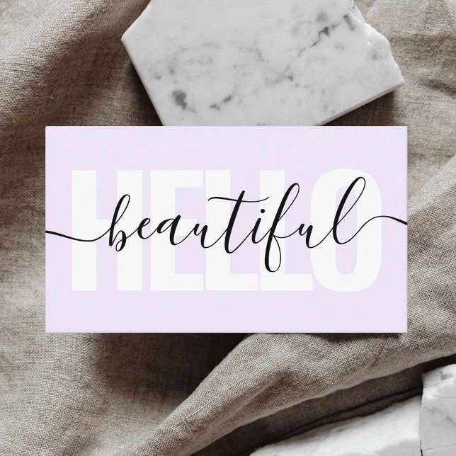 Tarjeta De Visita Hola Bella Girly Calligraphy Purple (Subido por el creador)