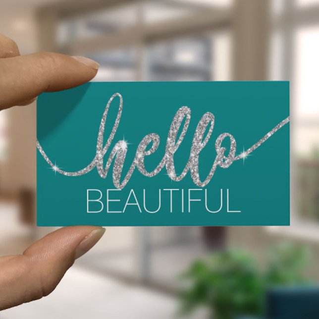 Tarjeta De Visita Hola Belleza Typografía Salón De Belleza Turquesa (Subido por el creador)