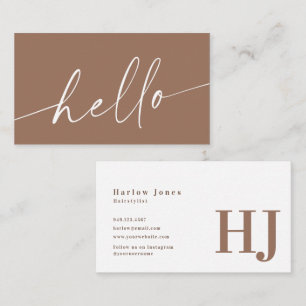 Tarjeta De Visita Hola Boho Firma Minimalista Tono neutro