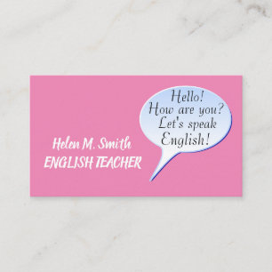 Tarjeta De Visita Hola, ¿Cómo estás el profesor de inglés Bubble