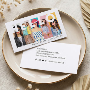Tarjeta De Visita Hola con diseño moderno y mínimo de 5 fotos