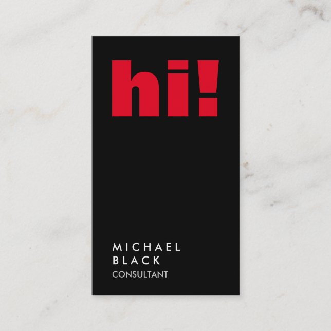 Tarjeta De Visita ¡Hola! Consultor de moda vertical negro (Anverso)
