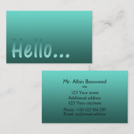 Tarjeta De Visita Hola degradado Un color Verde azulado con texto Pe