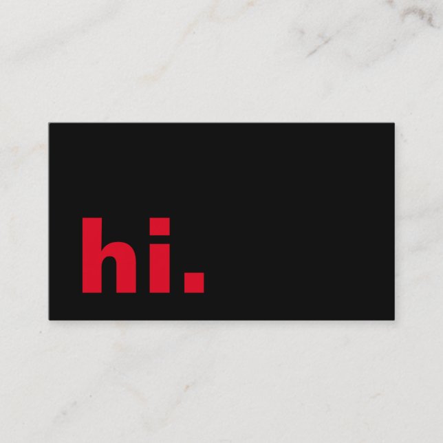 Tarjeta De Visita ¡Hola. Elegante Black Trendy Hello (Anverso)