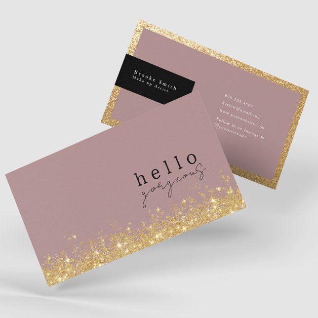 Tarjeta De Visita Hola espléndida Mauve elegante y Gold Luxury (Subido por el creador)