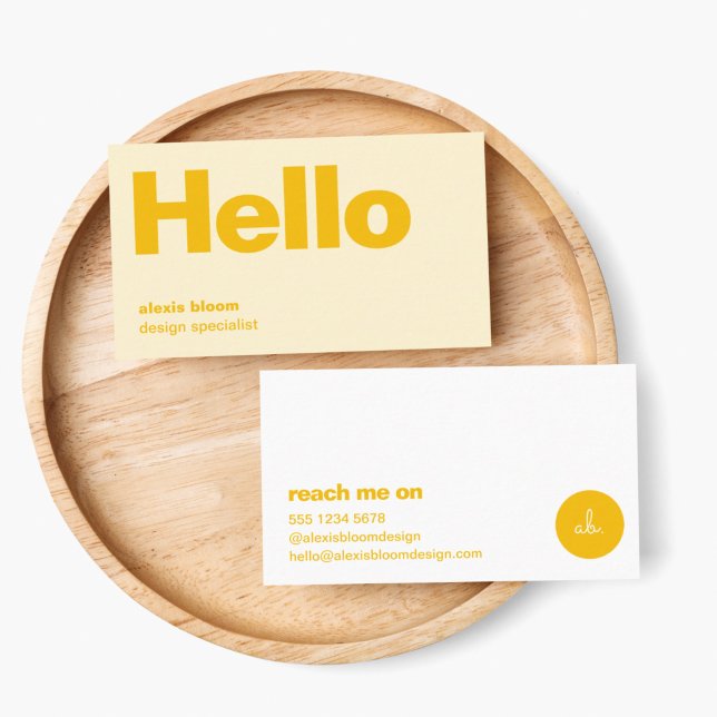 Tarjeta De Visita Hola estilo Retro Amarillo Moderno Minimalismo Ele (Subido por el creador)