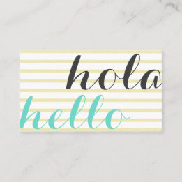 Tarjeta De Visita Hola hello, intérprete traductor profesor idiomas