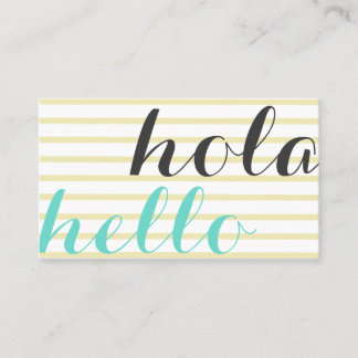 Tarjeta De Visita Hola hello, intérprete traductor profesor idiomas