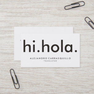 Tarjeta De Visita hola hola Bilingüe Moderno Negrita Blanco Negro