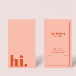 Tarjeta De Visita Hola Hola Casual Red & Pink Typography Retro