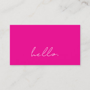 Tarjeta De Visita Hola Hot Pink White Script Typography Moderno