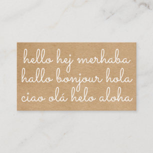 Tarjeta De Visita Hola Internacional Rústico Kraft