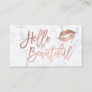 Tarjeta De Visita Hola los labios hermosos subió el mármol elegant