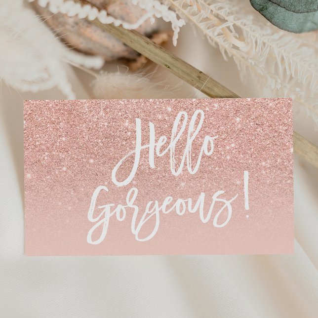 Tarjeta De Visita Hola magnífica tipografía elegante rosa dorado (Subido por el creador)
