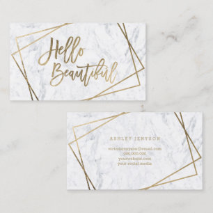 Tarjeta De Visita Hola mármol geométrico de la falsa escritura