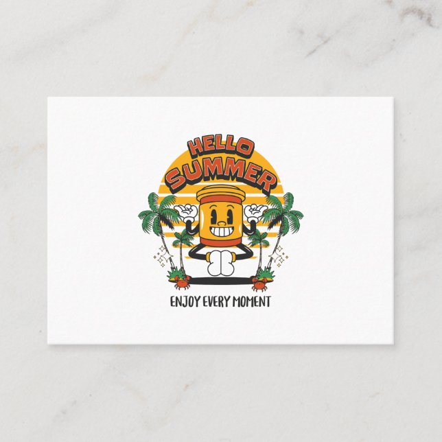 Tarjeta De Visita Hola Mascota Retro de verano (Anverso)